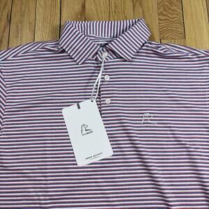 NWT Rhoback Medium The Spacious Skies Heather Stripe Short Sleeve Polo Shirt USA